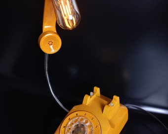 Vintage telefoonlamp, retro, oranje lamp, telefoonlamp, telefoonlamp, Wintage, Home Decor, bureaulamp, decor cadeau antiek, roterende telefoon