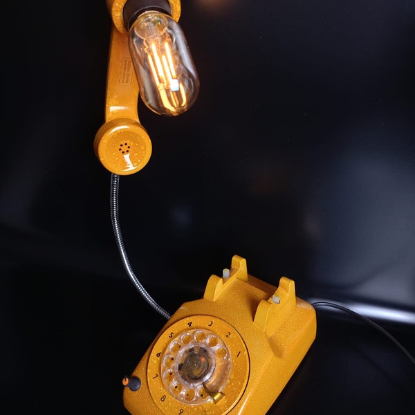 Vintage Phone Lamp , Retro , Orange Lamp , Telephone Lamp , Phone Lamp , Wintage , Home Decor , Desk Lamp , Decor Gift Antique, Rotary Phone