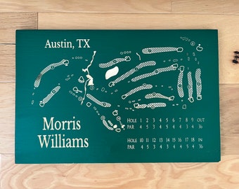 Morris Williams Golf Course Map Wooden Sign