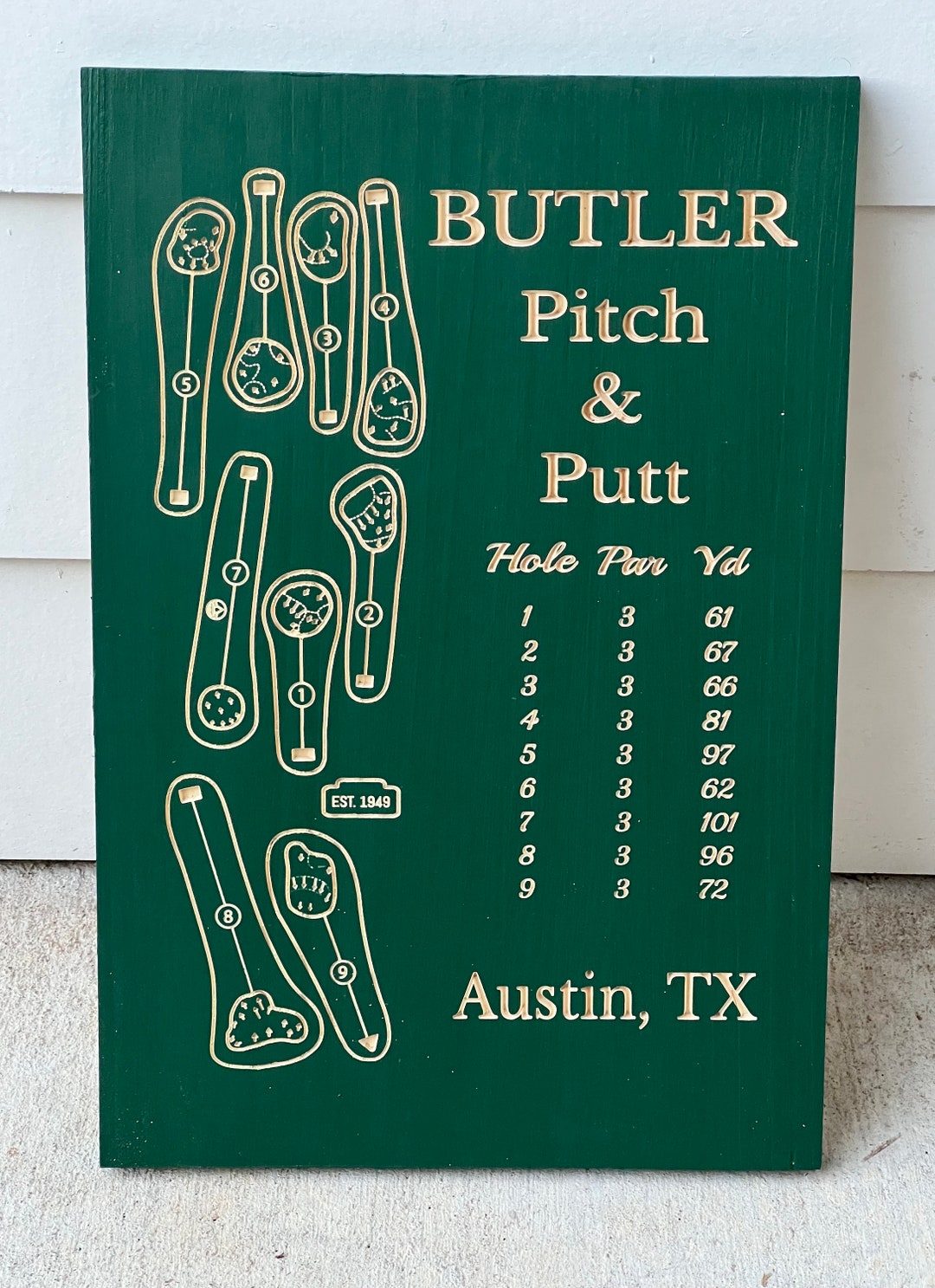 Butler Pitch and Putt Golf Course Map Wooden Sign Etsy