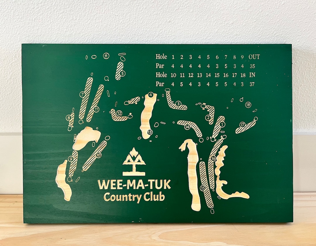Wee ma tuk Golf Course Map Wooden Sign Etsy