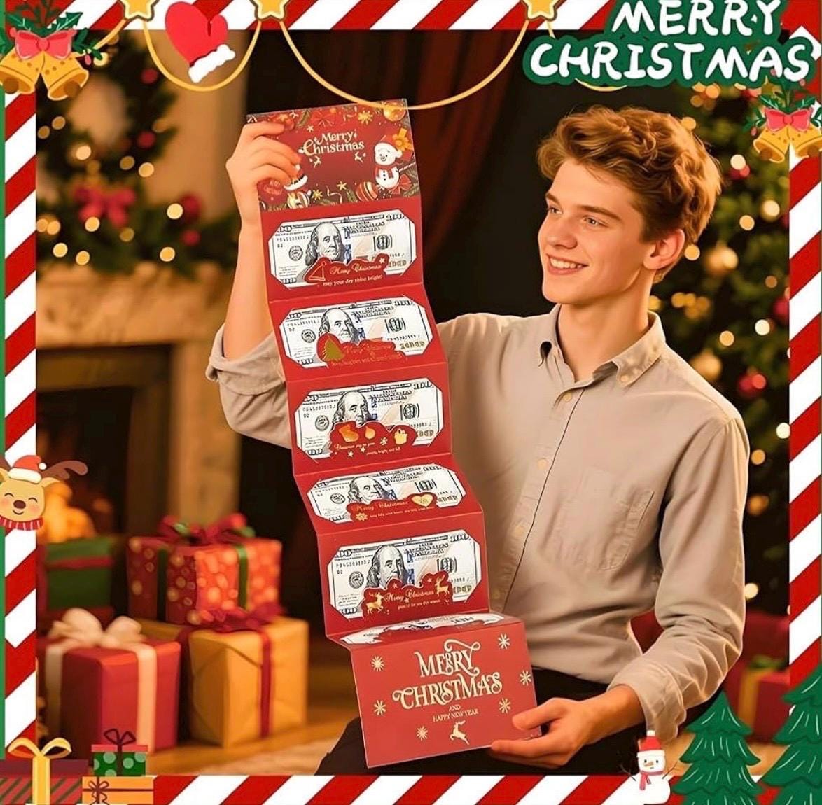 Christmas Money Holder Card – Creative Cash Gift Box for Holidays, Funny Pop-Up Card Money, Unique Christmas Gift for Friends,Family