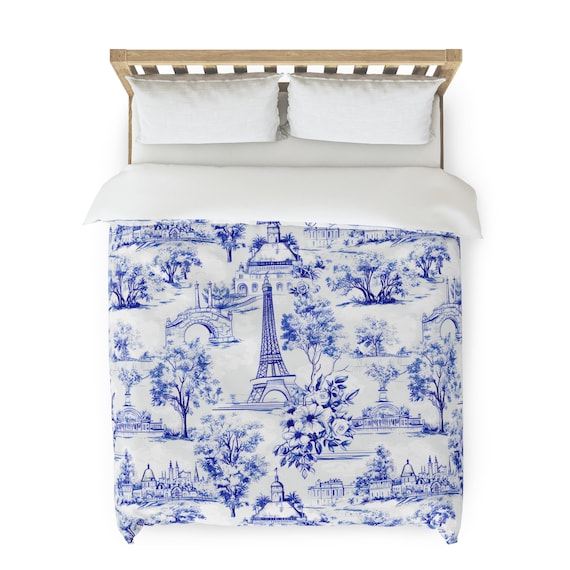 Toile Bettbezug Blau und Weiß Französisch Pariser Toile Muster