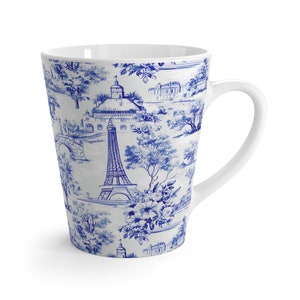 The Emily Parisian Blue and White Toile Latte Mug