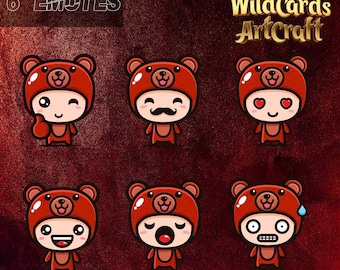 Adorable Bear Boy Emotes for Twitch and Discord, Gamer Emotes, Chat Icons, Streamer Graphics Emote, Digital Art, Sub Emotes, Boy Meme Emotes