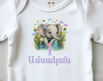 Armenian Milestone 100% Rib Cotton Onesie , Armenian Monthly Onesies for Boys and Girls, Cute One Piece Baby Bodysuit