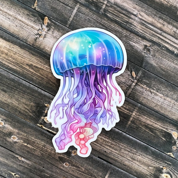 Spectral Jellyfish Sticker | Jellyfish Sticker, Watercolor Stickers, Aesthetic Stickers, Waterbottle Sticker, Laptop Stickers, Sea Creature