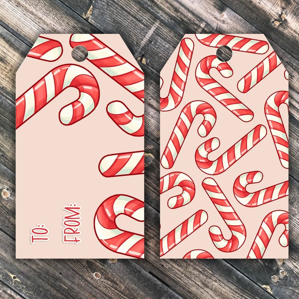 Holiday Gift Tag Pack, Christmas Gift Tag, Xmas Gift Tags, Christmas Favor Tags, Printed Gift Tag, Candy Cane Gift Wrap, Candy Cane Tag