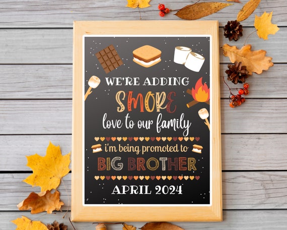 S'MORE Baby Announcement, Adding S'More Love, Big Brother, Big.