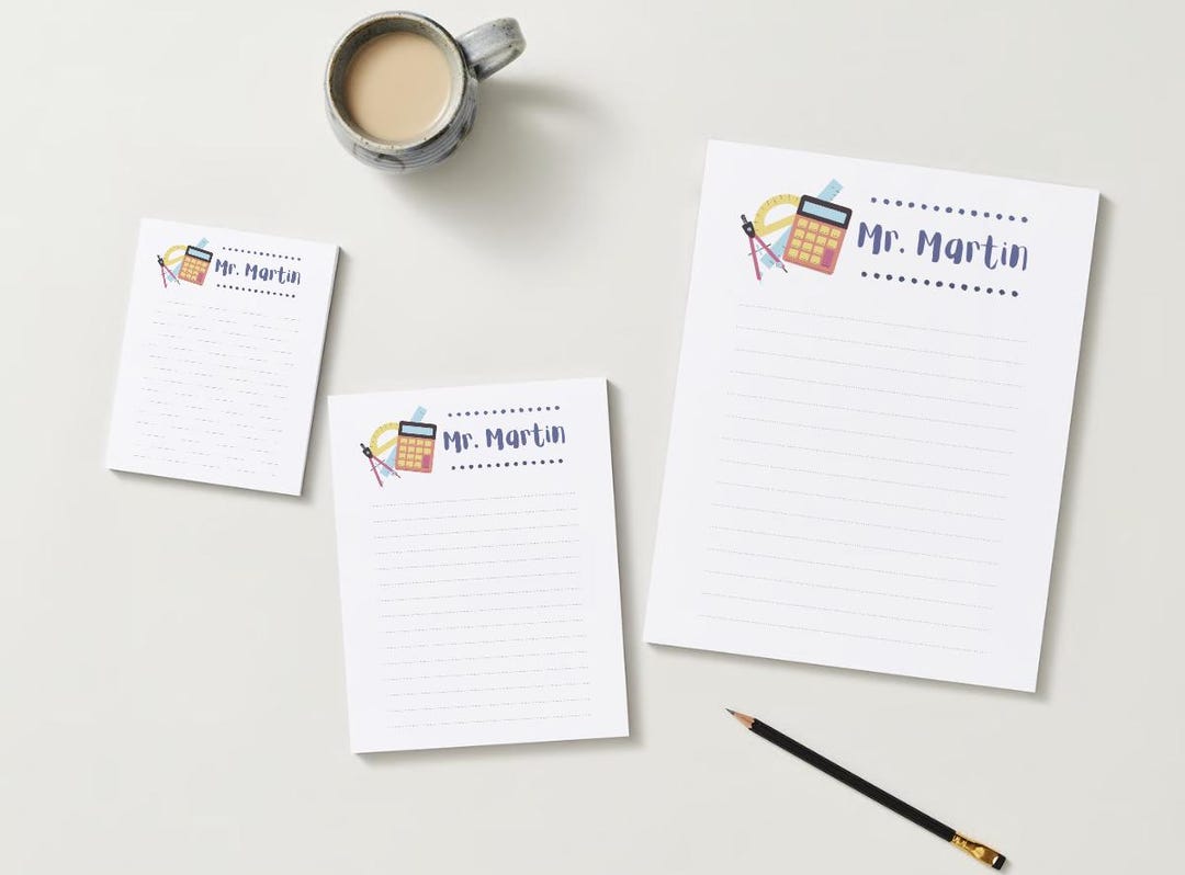 Personalized Teacher Notepad: Math Theme, Back to School Gift - Etsy