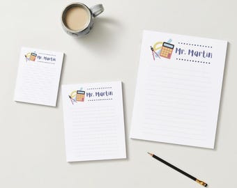 Personalized Teacher Notepad: Math Theme, Back to School Gift