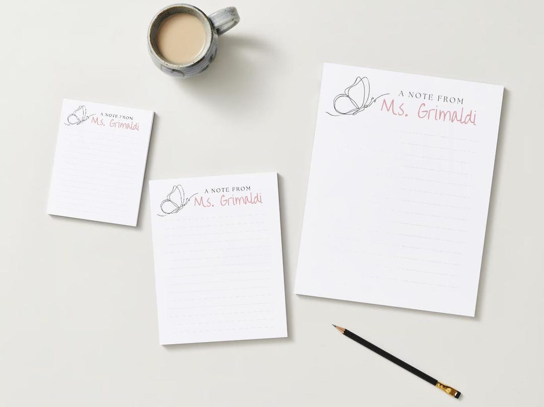 Personalized Teacher Notepad With Name | Butterfly Custom Notepad ...
