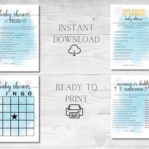 Blue Winter Baby It&#39;s Cold Outside Baby Shower Games, Baby BINGO, The Price Is Right, Baby Edition Games, Fun Group Games, Winter wonderland