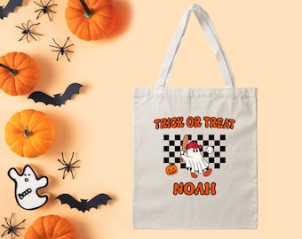 Gepersonaliseerde Halloween-trick-or-treat-tas | Sportieve spooktas | Gepersonaliseerde Halloween-tas voor kinderen | Snoeptas voor voetbal, honkbal, voetbal, basketbal