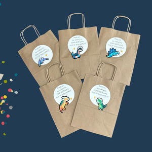 Sacchetto regalo di carta per bomboniere 6x8, festa di dinosauri spaziali, dinosauri astronauti, sacchetto regalo di compleanno di dinosauri dello spazio