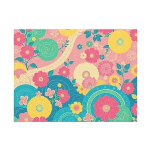Floral Abstract Wall Art Canvas, Bright Abstract Flowers Home Decor, Colorful Canvas for Living Room, Bedroom, Housewarming Gift, Boho Art