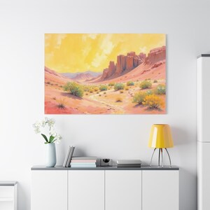 Desert Landscape Wall Art Canvas Print, Bohemian Home Decor, Gift for Nature Lovers, Gallery Wall Art, Vibrant Desert Decor, Unique Artwork