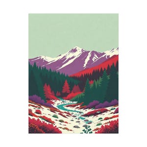 Vibrant Mountain Landscape Canvas Print | Nature Wall Art, Home Decor, Bedroom Decor, Gift for Nature Lovers, Colorful Art