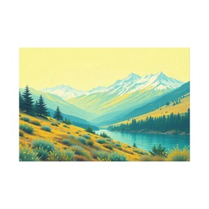 Mountain Landscape Canvas Art Print, Nature Wall Decor, Home Aesthetic, Gift for Nature Lovers, Vibrant Colors, Scenic Artwork