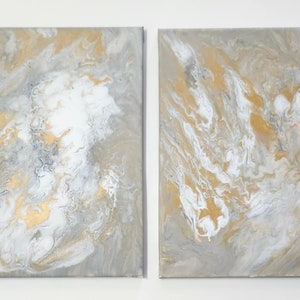 Abstract Painting, &quot;Overcast&quot; by Ambery Pieces, 2 Piece Set, Modern Wall Art, Wall Decor, 11x14 Inches