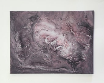 Original Abstrakte Malerei, Schwarz Rot Grau Leinwand (30,5 x 40 cm)