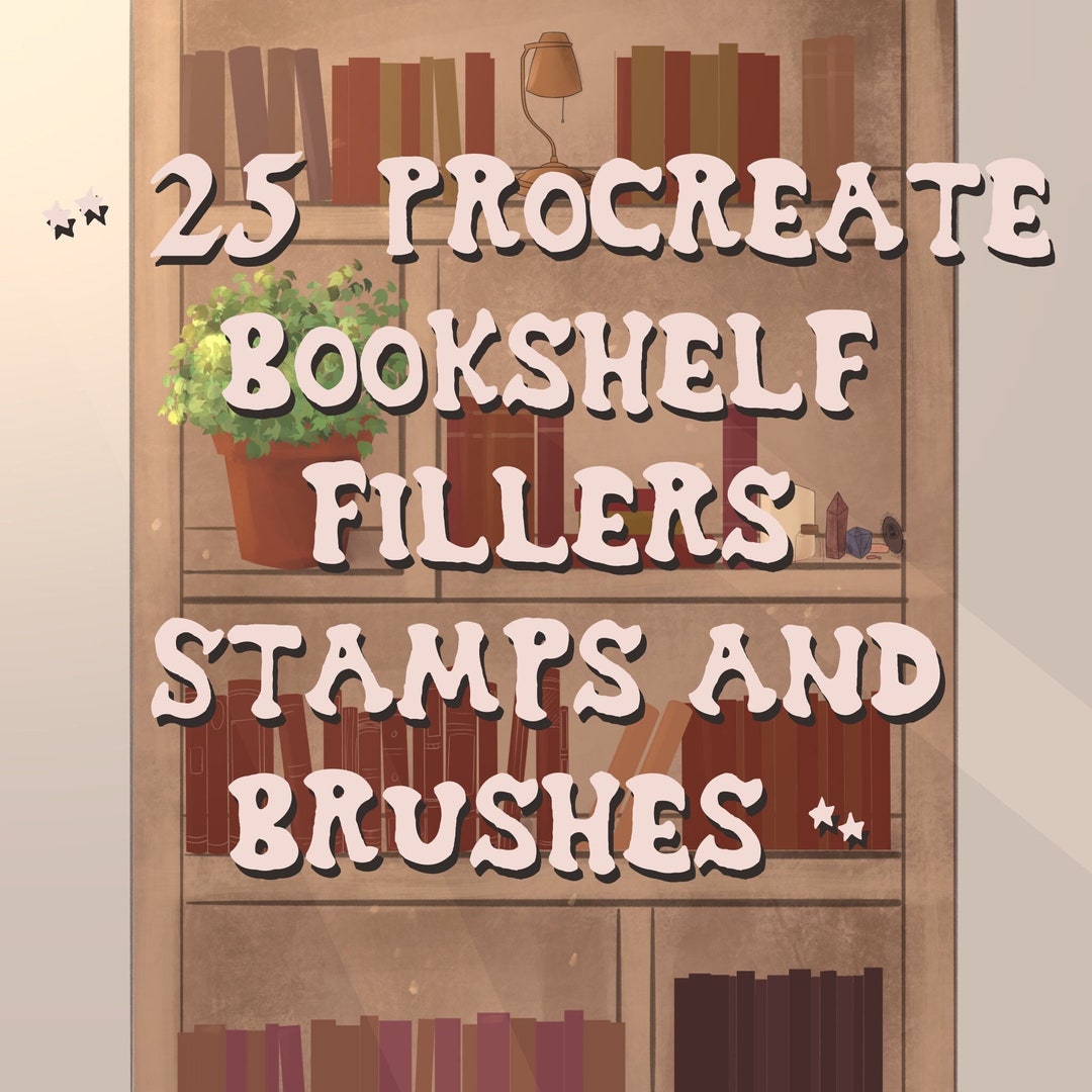 25 Stamps and Brushes for Procreate Aesthetic Bookcase Fillers Etsy