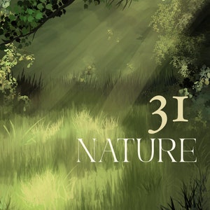 Könnte beinhalten: Eine grüne und gelbe Naturszene mit dem Text "31 NATURE" in Weiß.