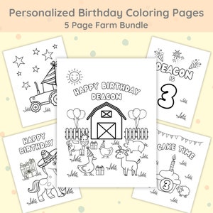 Personalized Farm Birthday Coloring Pages (PDF)