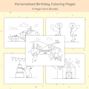 Personalized Farm Birthday Coloring Pages: Custom Party Favor (PDF Download)