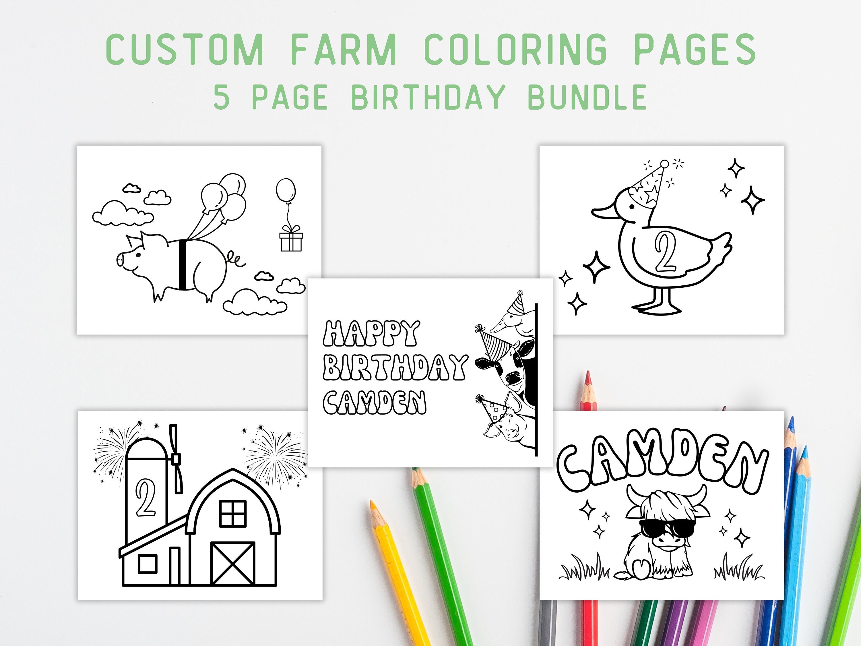Farm Birthday Coloring Pages, Custom Birthday Coloring Pages, Farm ...