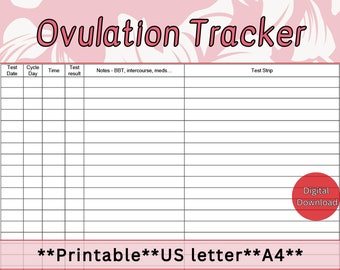 Ovulation Test Strip Tracker, Printable OPK Test Sheet, Fertility Planner