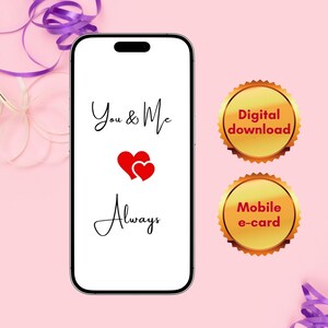 Digital Romantic Card You And Me Always Mobile E-card For Lovers Electronic Love Message Note