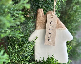 Handcrafted Ceramic House Ornament - Unique Holiday Decor