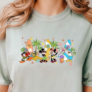 Mickey and Friends Beach Shirt, Disney Surfing Shirt, Disney Summer Vibes Tee, Disney Summer Vacation Shirt,  Comfort Colors Shirt, 132897