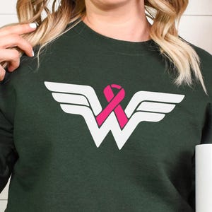 Wonder Women Sweatshirts, Cancer Ribbon Sweatshirt, Cancer Fighter Hoodie, Breast Cancer Warrior Hoodie, Cancer Awareness Crewneck, 133562