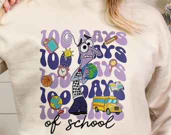 Sudadera de adentro hacia afuera, camiseta de adentro hacia afuera 100 días de escuela, camiseta de Pixar de adentro hacia afuera, personajes de adentro hacia afuera 100 días de escuela, 132465