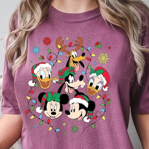 disney christmas lights shirt, disney christmas shirt, disney characters christmas shirt, comfort colors, mickey and friends shirt, 132211