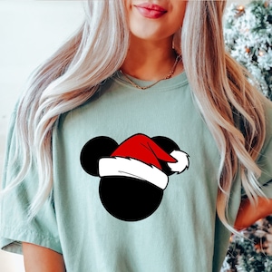 Disney Christmas Shirt, Mickey Santa Hat Shirts, Disney Christmas, Santa Hat Mickey Shirt, Disney Family Shirts, Comfort Colors, 130346