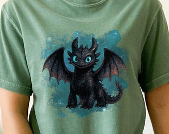 Toothless Dragon Shirt, Comfort Colors, How To Train Your Dragon Shirt,Night Fury Shirt, Watercolor Dragon Shirt, Epic Universe Shirt,133397