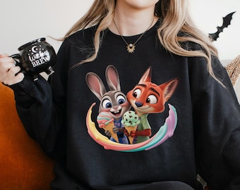 Disney Zootopia Sweatshirt, Nick Wilde and Judy Hopps Hoodie, Zootopia Ice Cream Disney Hoodie, Welcome To Zootopia Disney Crewneck, 133859