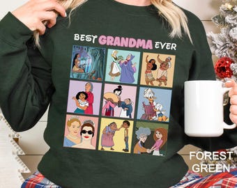 Disney Best Grandma Ever Sweatshirt, Disney Grandma Characters Sweatshirt, Mother’s Day Gift Hoodie, Disneyland Family Trip Crewneck 134144