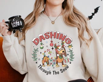 Dashing Through The Snow Slinky Dog Disney Christmas Sweatshirt,Disney Toy Story Christmas Hoodie,Very Merry Christmas Party Crewneck,133709