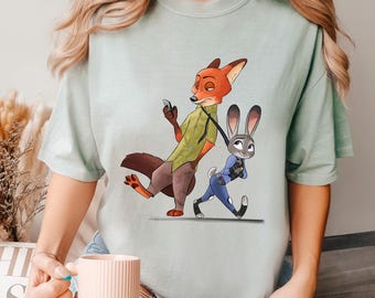 Disney Zootopia Shirt, Comfort Colors, Judy Hopps Shirt, Nick Wilde Shirt, Retro Zootropolis Disney Shirt, Zootopia Fox And Bunny Tee 134541