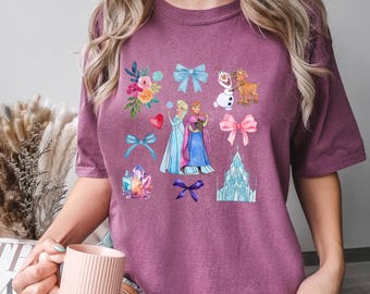 Elsa Anna Frozen Shirt, Comfort Colors, Princess Elsa Coquette Bow Shirt, Disney Girls Trip, Frozen Coquette Shirt, Olaf Frozen Shirt,133902