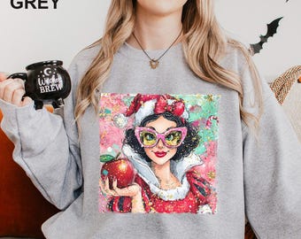 Christmas Disney Princess Sunglasses Sweatshirt, Disney Princess Xmas Sweatshirt, Disney Princess Hoodie, Disney Christmas Crewneck 134343