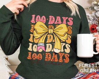 Sudadera con capucha y lazo para celebrar los 100 días de clases, sudadera con capucha para celebrar los 100 días de clases, cuello redondo escolar con lazo y lazo 134430