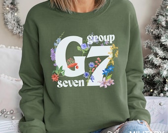 Sudadera floral del Grupo 7, sudadera con meme del Grupo 7, sudadera con capucha oficial del Grupo 7, sudadera con capucha "Estás en el Grupo 7", sudadera con cuello redondo "Estoy en el Grupo 7" 134249