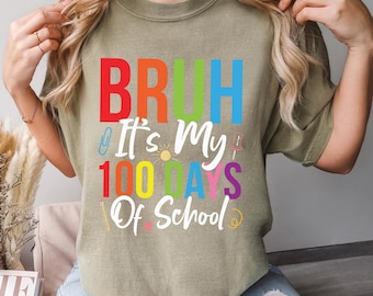 Camiseta "Hermano, son mis 100 días de clases", colores cómodos, camiseta para celebrar el 100.º día de clases, camiseta divertida para estudiantes, camiseta escolar 134365