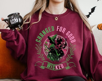 Sudadera floral "Witched Change For Good", sudadera mágica "Defy Gravity", sudadera con capucha "Witched Quote", cuello redondo "Witched Musical" 134443