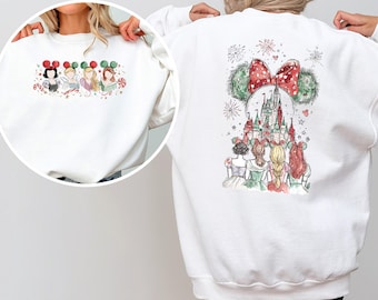 Christmas Princess Squad Sweatshirt, Minnie Magical Castle Hoodie, Disney Girls Trip Christmas Hoodie, Christmas Princesses Crewneck 134283